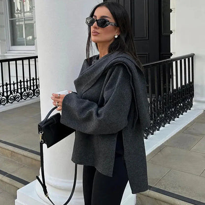 Cowl Neck Cape Coat for Women