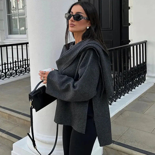 Cowl Neck Cape Coat for Women