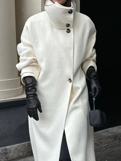 Elegant High-Neck Long Coat