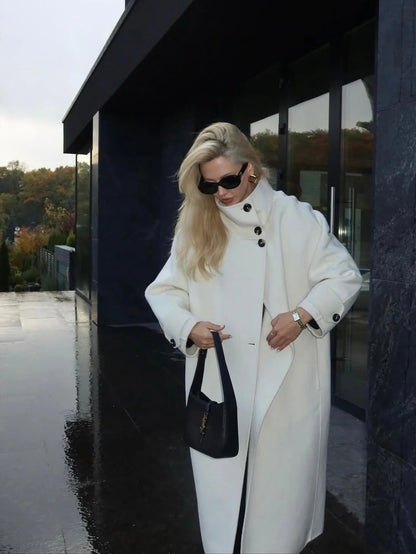 Elegant High-Neck Long Coat