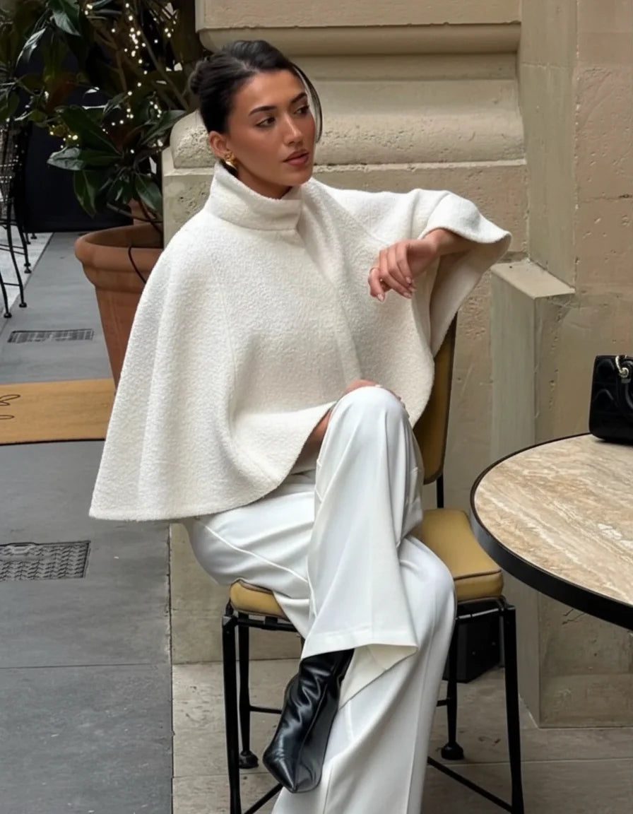 Textured Wool Cape Jacket